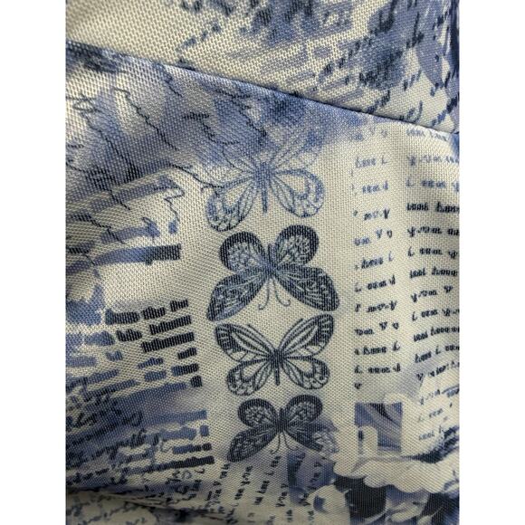 Y2K Fairycore Sz Lrg Flowy Babydoll Top Floral Lace Trim Blue Butterfly Peplum - Picture 5 of 9